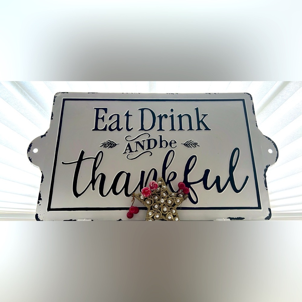 White & Black Metal Plaque Dining Room Wall Decor